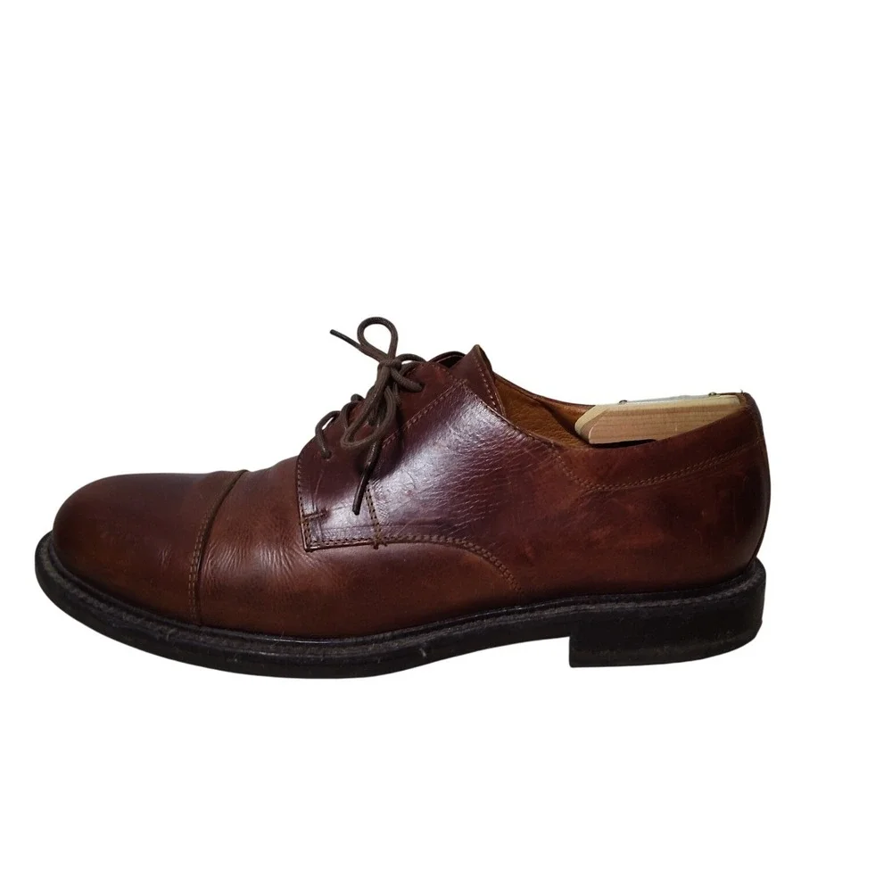 Johnston‎ & Murphy Men 10.5 Brown Leather Cap Toe Oxford Dress Shoes Handcrafted